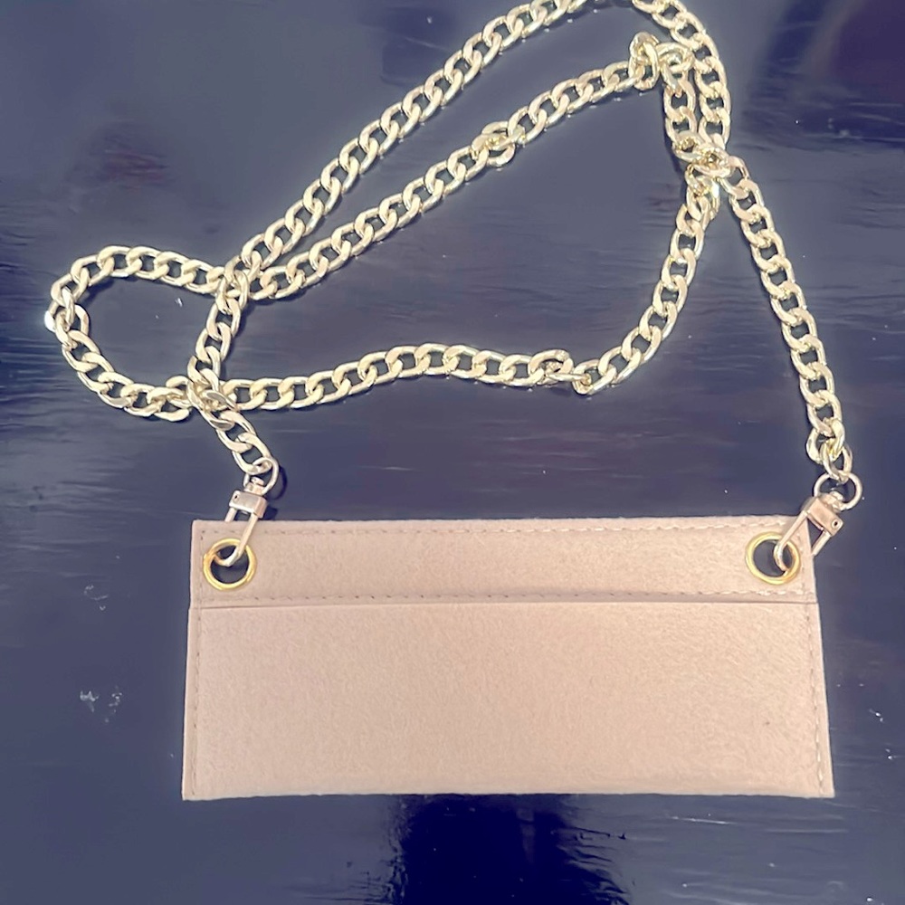 Goldstone shoulder Length Bag Chain with felt insert organizer
